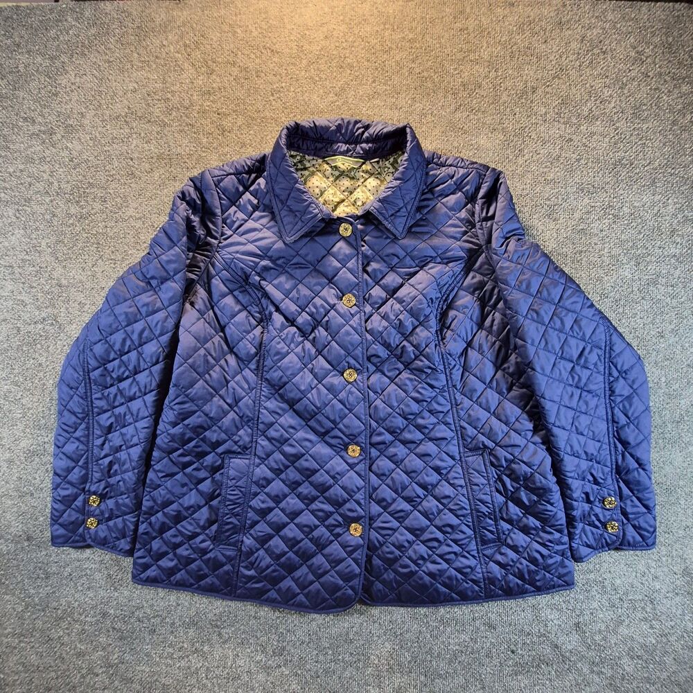 C Wonder Womens 2XL Blue Quilted Jacket Button Front Lightweight Coat Pockets